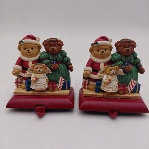 Potpourri Designs Christmas Bear Family Stocking Hangers Set of 2 Handpainted